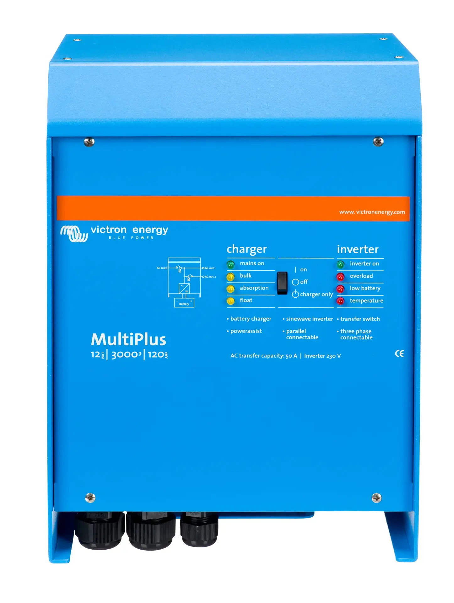 Victron İnvertör/Şarj Cihazı MultiPlus 12/3000/120-16 Inverter/Charger (PMP122300001)