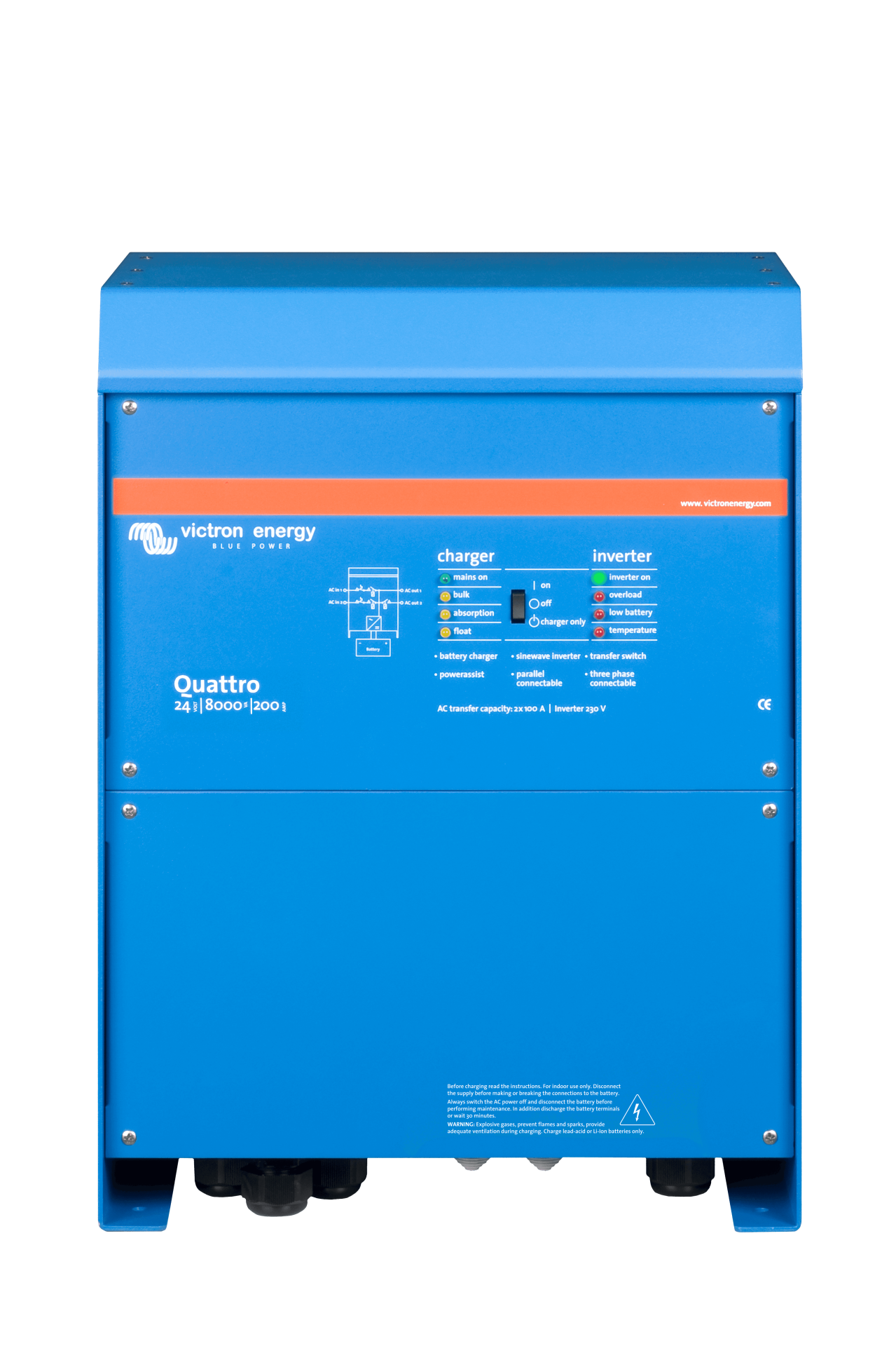 Victron İnvertör/Şarj Cihazı Quattro 24/8000/200-100/100 Inverter/Charger (QUA248020010)