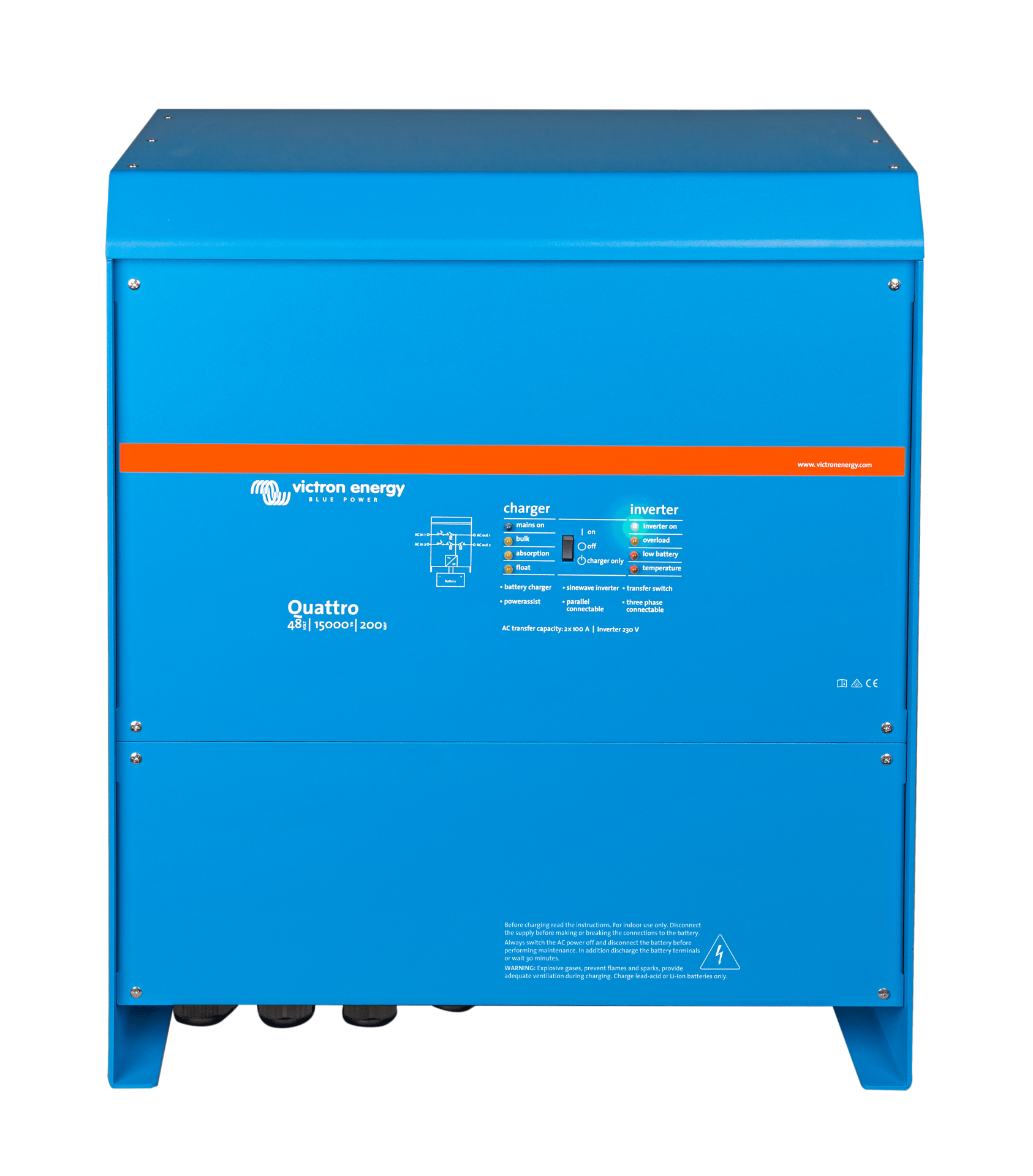 Victron İnvertör/Şarj Cihazı Quattro 48/15000/200-100/100 Inverter/Charger (QUA483150000)